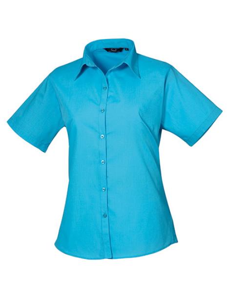 Premier Workwear - Ladies Poplin Short Sleeve Blouse - Turquoise